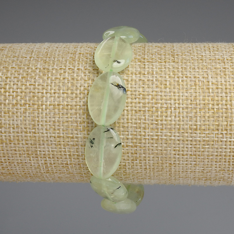 Prehnite Bracelet Oval, diameter 18x13mm+-, length 18cm+- stretch