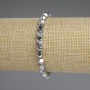 Hematite Bracelet, Silver Colour, Faceted Beads 6mm+-, length 18cm+- stretch