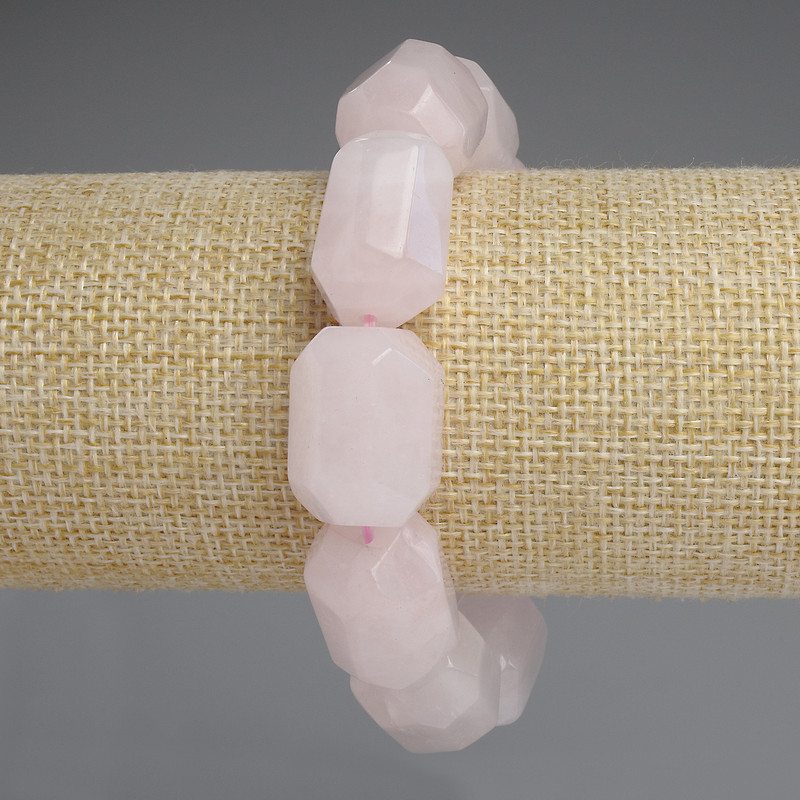 Rose Quartz Bracelet, Faceted Beads 20x15mm+-, length 18cm+- stretch