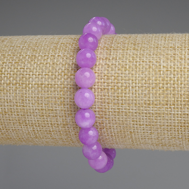 Lavender Amethyst Bracelet, Smooth Round Beads, diameter 8.5mm+-, length 18cm+- stretch