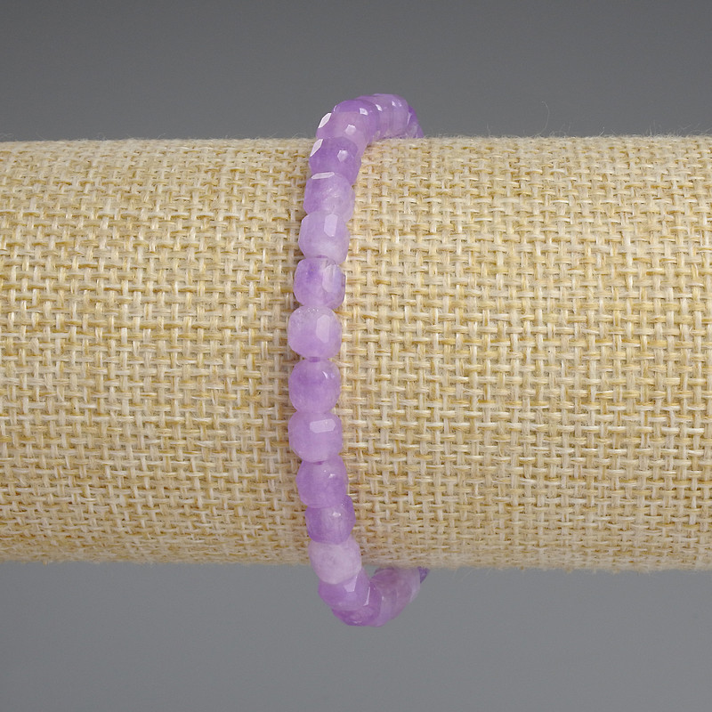 Bracelet Lavender Amethyst Faceted Cube, 5×5mm, diameter ±, stretch length 18cm ±