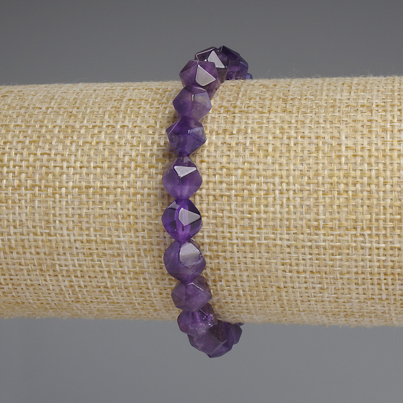 Amethyst Polygon Bracelet, diameter 8x7mm+-, length 18cm+- stretch