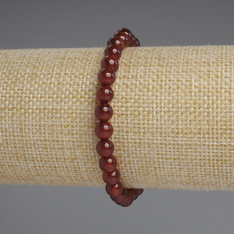 Carnelian Smooth Round Bead Bracelet, diameter 6mm+-, length 18cm+- stretch