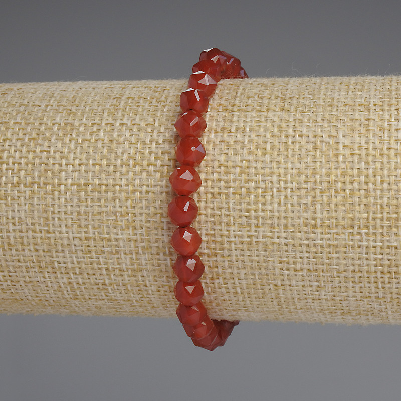 Carnelian Polygon Bracelet, diameter 6x6mm+-, length 18cm+- stretch