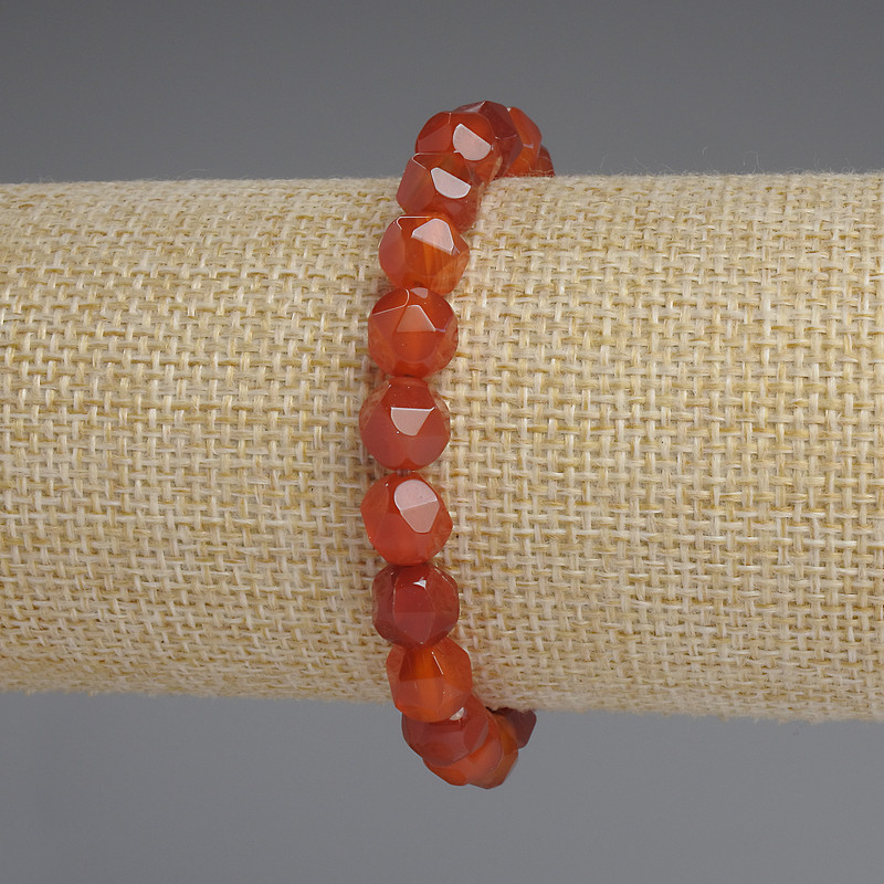 Carnelian Polygon Bracelet, diameter 8x7mm+-, length 18cm+- stretch