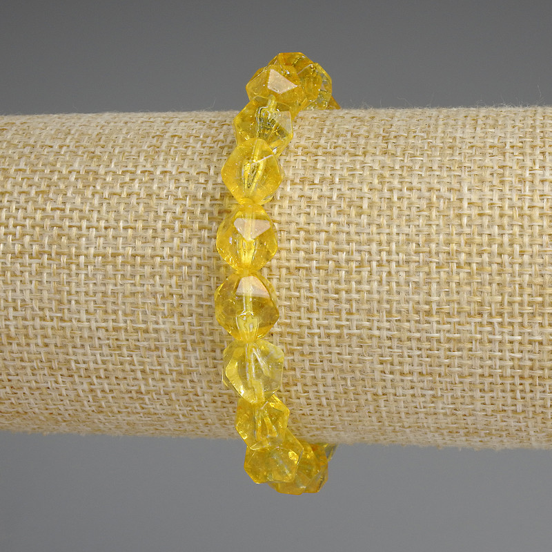 Citrine Polygon Bracelet, diameter 9x8mm+-, length 18cm+- stretch