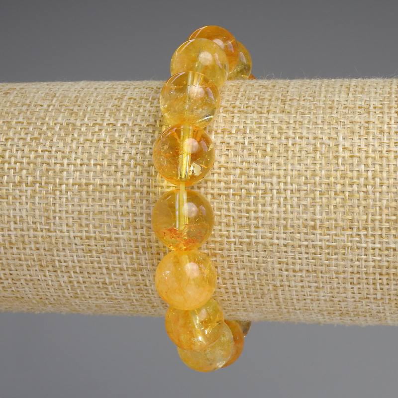 Citrine Smooth Round Bead Bracelet, diameter 12mm+-, length 18cm+- stretch
