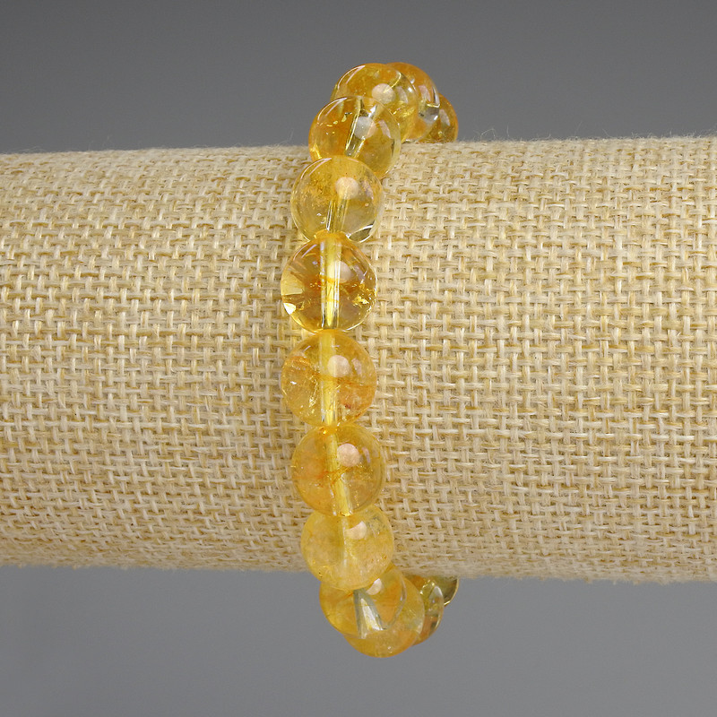 Citrine Smooth Round Bead Bracelet, diameter 10mm+-, length 18cm+- stretch