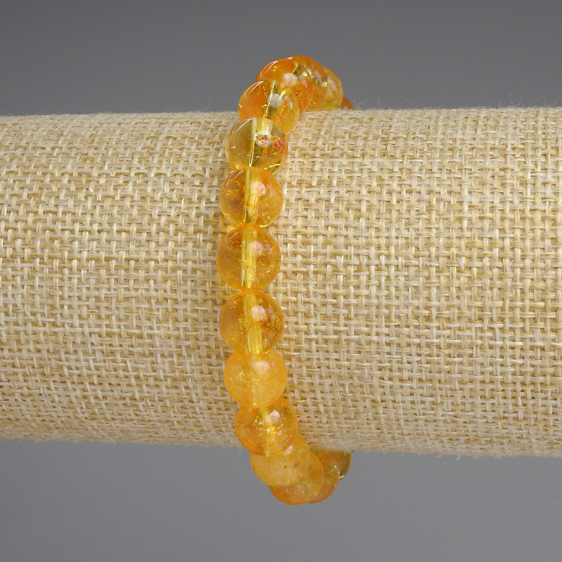 Citrine Smooth Round Bead Bracelet, diameter 8.5mm+-, length 18cm+- stretch