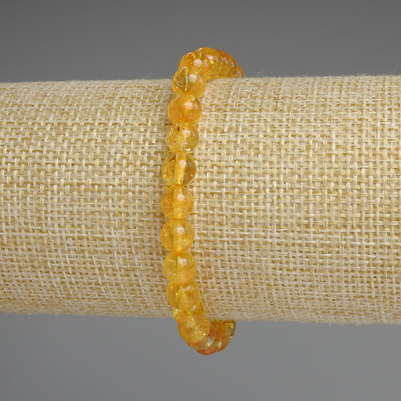 Citrine Smooth Round Bead Bracelet, diameter 7mm+-, length 18cm+- stretch