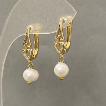 River Pearl Earrings, Diameter 7x6mm+-, Length 28mm+