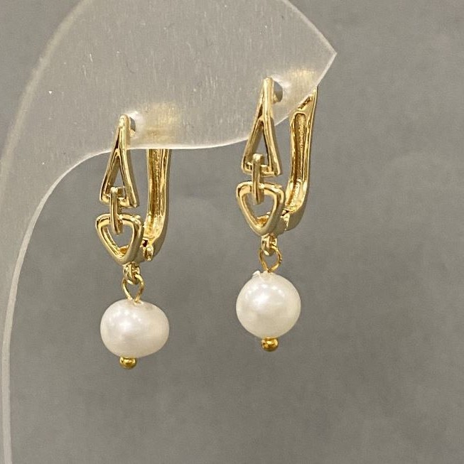 River Pearl Earrings, Diameter 7x6mm+-, Length 28mm+