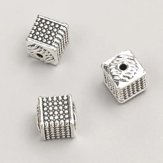 Findings Cube Spacer Bead, Diameter 6.5x6mm, Pack 20g 8pcs+-, Metal Colour "Silver"