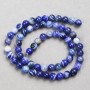 Blue Agate Beads Smooth Round, Diameter 8mm+-, Length 38cm+- on Nylon Thread