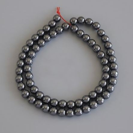 Hematite Beads Round 6mm+ on Thread, 40cm+ length