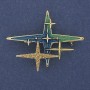 Brooch Accent Star Yellow Rhinestones Blue Enamel Gold-Tone Metal 35x46mm+