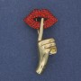 Accent Brooch Red Rhinestones Gold-Tone Metal 45x24mm+