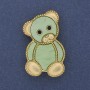 Brooch Pendant Teddy Bear Light Green Pearlescent Gold-Tone Metal 38x24mm+