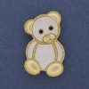 Teddy Bear Brooch Pendant White Pearlescent Gold-Tone Metal 38x24mm+