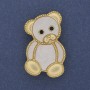 Teddy Bear Brooch Pendant White Pearlescent Gold-Tone Metal 38x24mm+