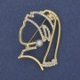 Brooch Girl with a Pearl Earring White Rhinestones Gold-Tone Metal 39x29mm+