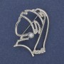 Brooch Girl with a Pearl Earring White Rhinestones Silver-Tone Metal 39x29mm+