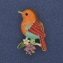 Bird Brooch, colourful enamel, rhinestones, gold-toned metal, 24x38mm +