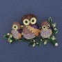 Owl Brooch Purple and Green Rhinestones Coloured Enamel Gold-Tone Metal 43x73mm+