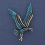 Bird Brooch, blue and silver enamel, gold-toned metal, 38x56mm +