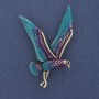Bird Brooch Blue Purple and Silver Enamel Gold-Tone Metal 38x56mm+