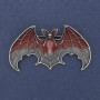 Bat Brooch Pendant Red and Grey Enamel Silver-tone Metal 36x60mm +