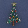 Christmas Tree Brooch Green Enamel with Multicoloured Rhinestones Gold-tone Metal 32x49mm +