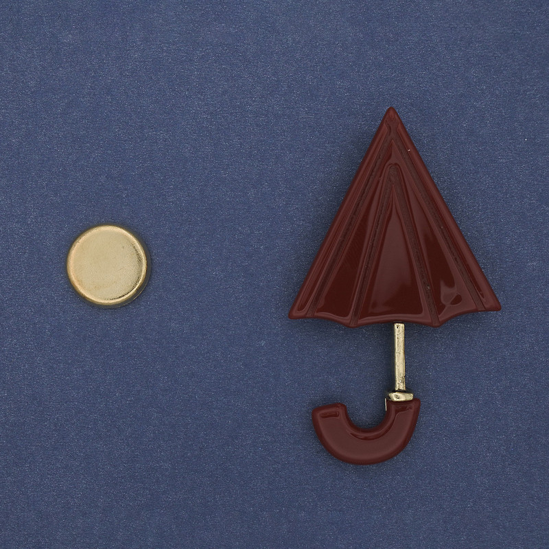 Magnetic Umbrella Brooch Acrylic 63x36mm+/- Gold-tone Metal