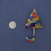 Umbrella Magnetic Brooch, Acrylic 63x36mm+/-, Silver-tone Metal