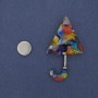 Umbrella Magnetic Brooch, Acrylic 63x36mm+/-, Silver-tone Metal
