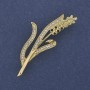 Wheat Ear Brooch Green and White Rhinestones Gold-tone Metal 20x53mm+