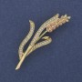 Wheat Ear Brooch Pink and White Rhinestones Gold-tone Metal 20x53mm+