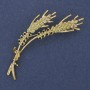 Wheat Ears Brooch Green and White Rhinestones Gold-tone Metal 18x65mm+