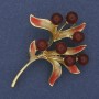 Twig Brooch Carnelian Enamel 42x55mm+/- Gold-tone Metal