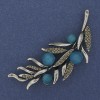 Twig Brooch Sky-blue Cat's Eye Grey Rhinestones 67x26mm Silver-tone Metal