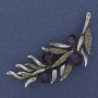 Twig Brooch Amethyst Grey Rhinestones 67x26mm Silver-tone Metal
