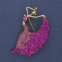 Dancer Brooch Lilac Enamel Rhinestones Gold-tone Metal 26x46mm+
