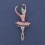 Ballerina Brooch Pendant Pink Enamel Silver-Tone Metal 25x57mm+