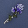 Flower Brooch Purple & Blue Enamel Silver-Tone Metal 34x80mm+