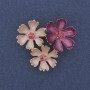 Brooch Pendant Pink & Lilac Enamel Pink Rhinestones Silver-Tone Metal 31x34mm+