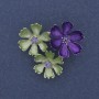 Brooch Pendant Green and Purple Enamel Purple Rhinestones Silver-Tone Metal 31x34mm+