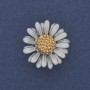 Brooch Daisy light blue and gold enamel silver metal 26mm+