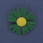 Daisy Brooch Green and Yellow Enamel Silver-Tone Metal 30mm+