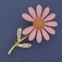 Daisy Brooch Pink Enamel White Rhinestones Gold-Tone Metal 65x39mm+