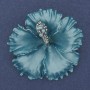 Brooch Pendant Petunia Flower Blue Matte Enamel Blue Rhinestones Silver-Tone Metal 51x51mm+